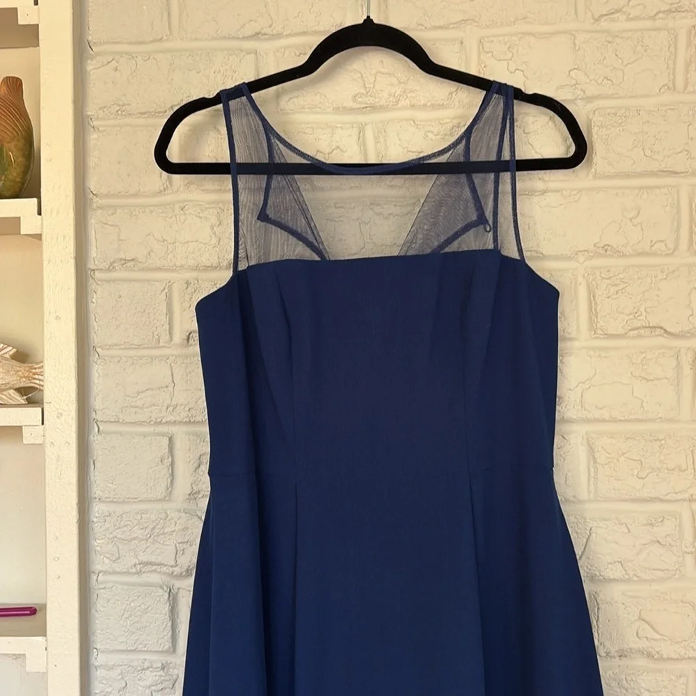 Aidan Mattox Crepe Mesh Fit And Flare Pleat Front Size 12 Dress